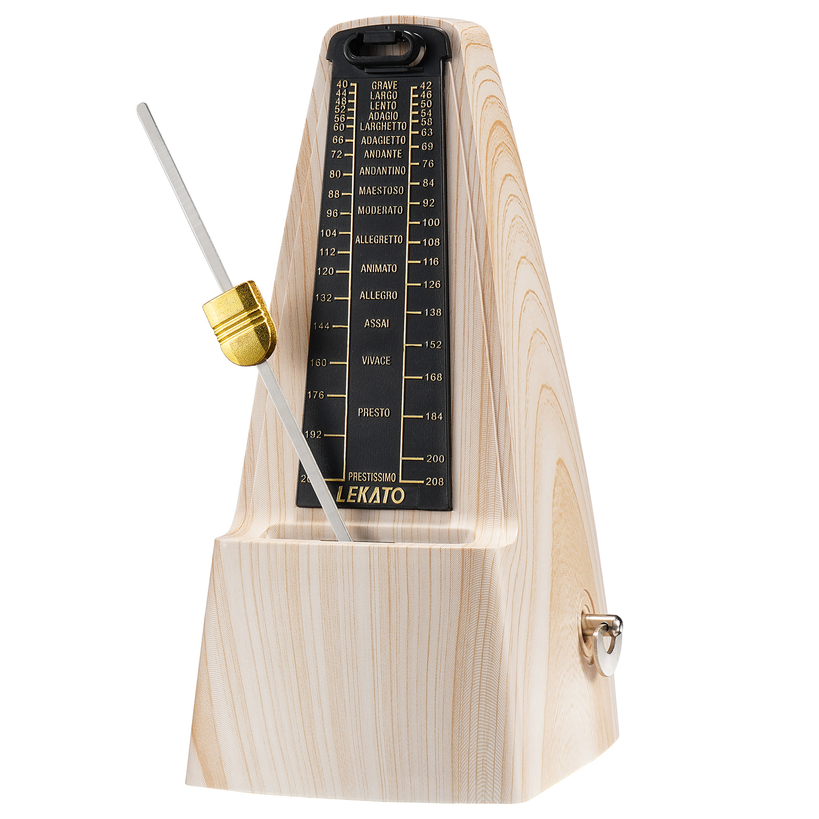 Metronoom voor piano Gitaar Drum Viool Mechanische metronoom Nauwkeurige track Beat Tempo voor beginners Essenhoutnerf van LEKATO