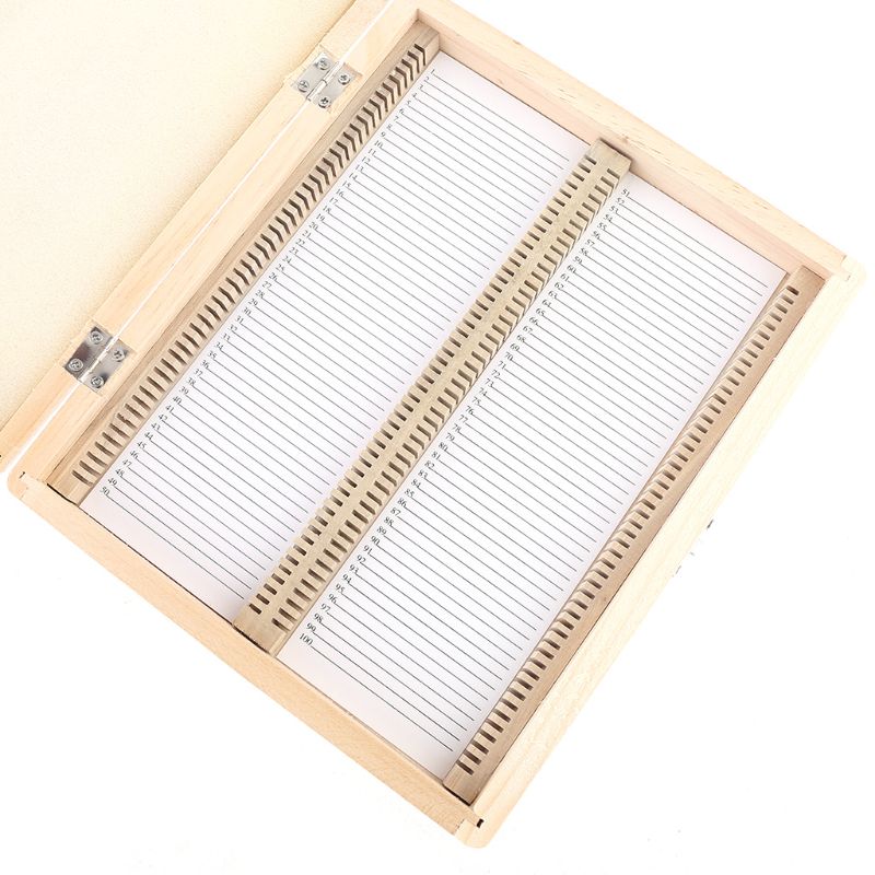 100-Places Digital Microscope Slides Storage Box Biological Wooden Piece Case D0AC