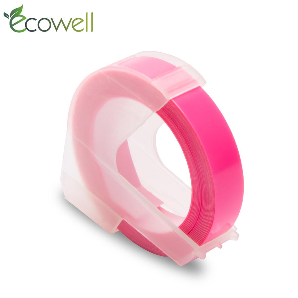 Ecowell 3D Plastic Embossing Tape 9mm compatible for Embossing Label Maker PVC LABEL DYMO 1610 12965 1880 1540 Motex E101: Fluorescent Pink