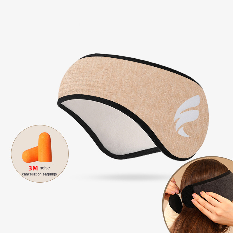 Masque de sommeil occultant pour relaxer, bandeau en peluche, bandeau de couchage en coton pour hommes et femmes, protège-oreilles Anti-bruit: green