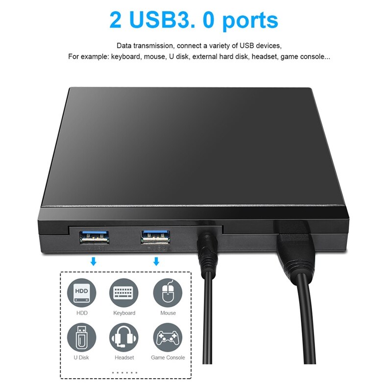 Usb 3.0 Externe Cd/Dvd Optische Drive Cd/Dvd-speler Dvd Brander Met Usb 3.0 Poorten Kaartlezer voor Pc Laptop