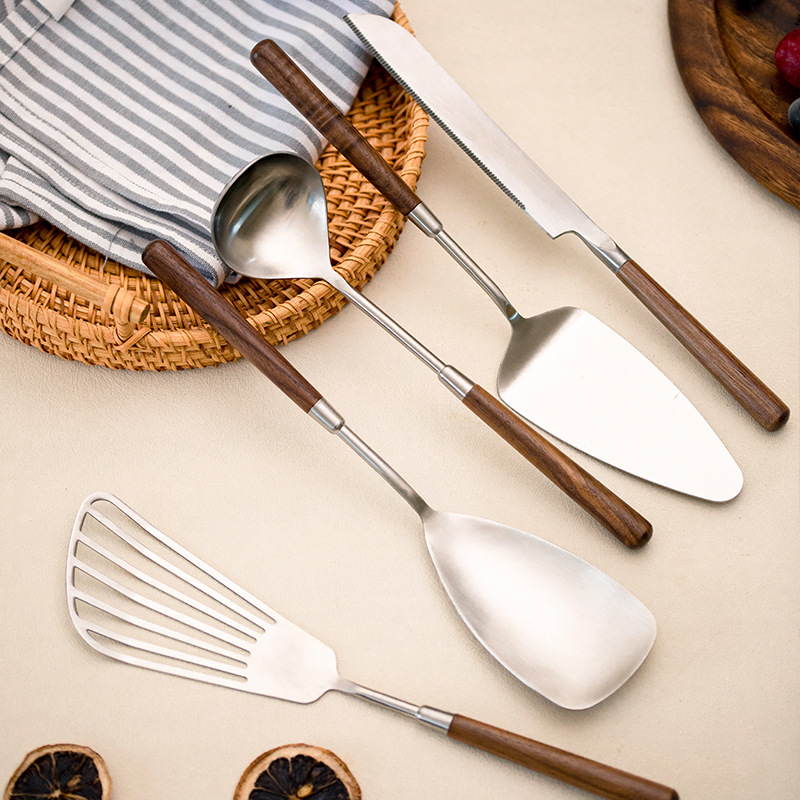 Cuchara de cocina de acero inoxidable 304, espátula para freír, pala para pastel de nuez, espátula para pastel, cuchillo, utensilios de cocina, cucharón para sopa