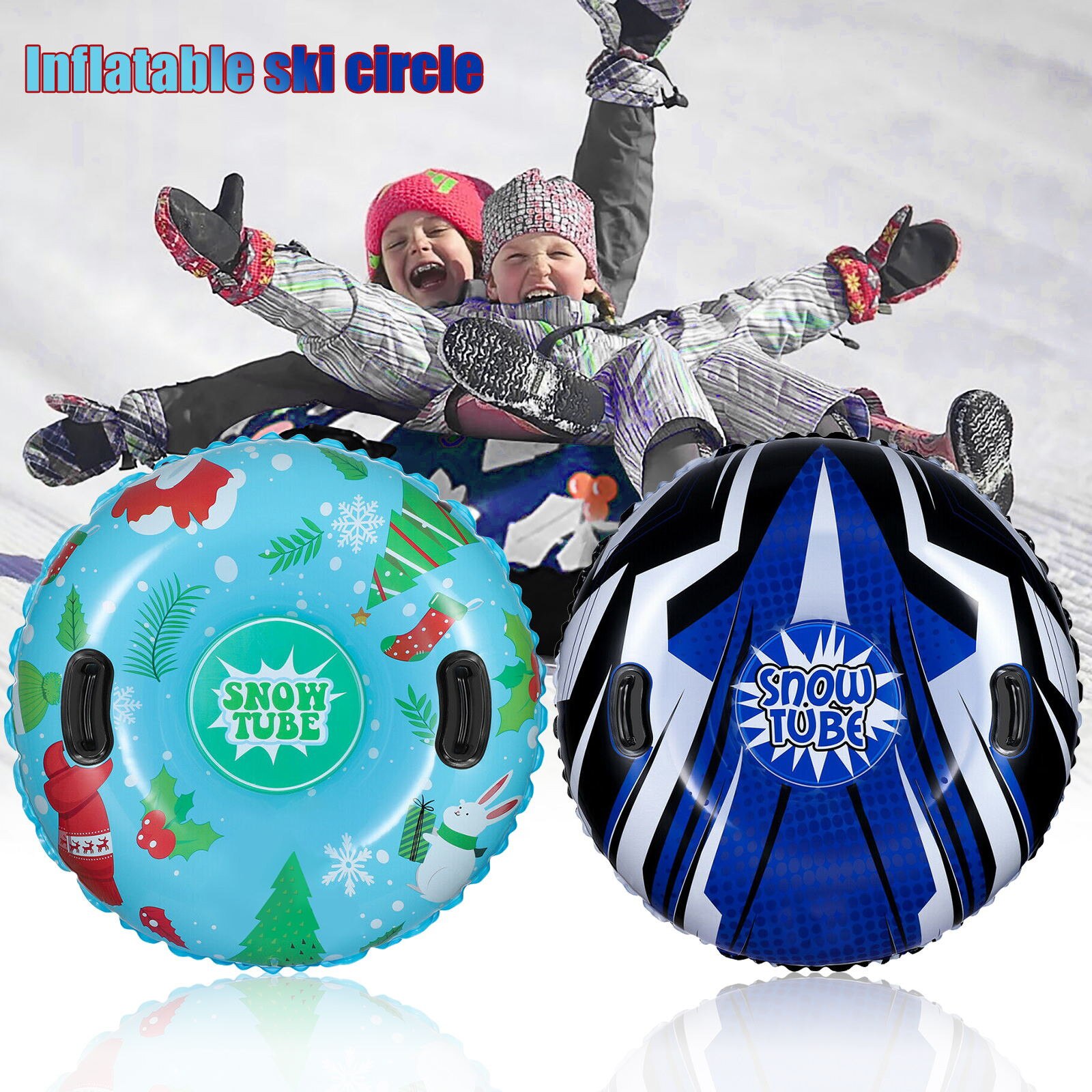 Skiing Snow Tube Tubing Heavy Winter Inflatable Ski Circle Children Adult Ski Ring Skiing Thickened Float Sled For Children