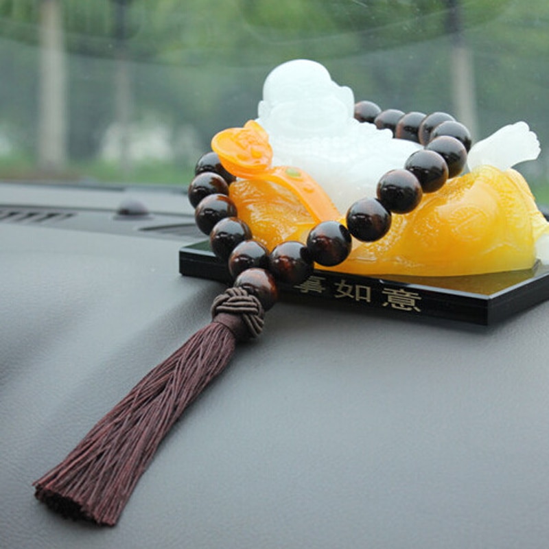 Houten Boeddha kralen auto achteruitkijkspiegel hanger ornament voor Geely Vision SC7 MK CK Cross Gleagle Fiat Punto 500 Palio argo grande