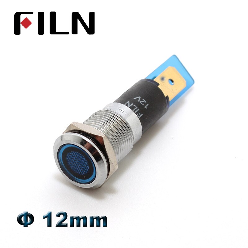 12mm waterproof metal led indicator light with car boat dashboard warning symbol led 12v 24v pilot lamp signal lamp: silver no symbol