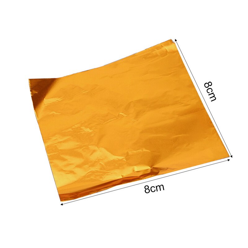Junijour 100 st 8 x 8cm självmat aluminiumfolie papper choklad godis förpackning 10 färger fest födelsedag omslag folie pappersklistermärke: Orange