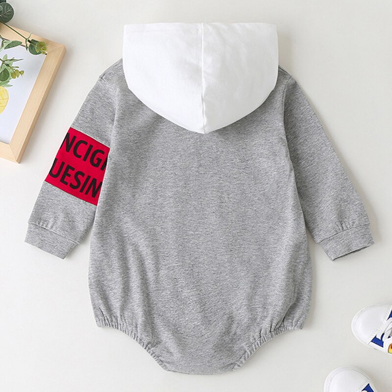 Baby Jumpsuit Clothes Spring Autumn Style Hooded Long-sleeved Letter Printed Triangle Bodysuit Newborn Boys Girls Clothing