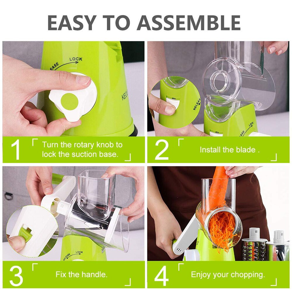 Round Mandoline Slicer Vegetable Cutter Manual Potato Julienne Carrot Slicer Cheese Grater Stainless Steel Blades Kitchen Tool