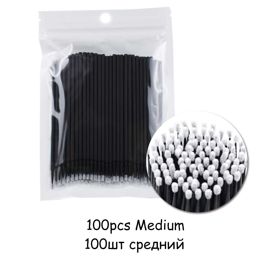 50/100pcs Disposable Micro Brushes Applicators Micro Brush Dentistry Odontologia Extension Cleaning Swabs Lash Lift Glue Remover: 100 pcs black