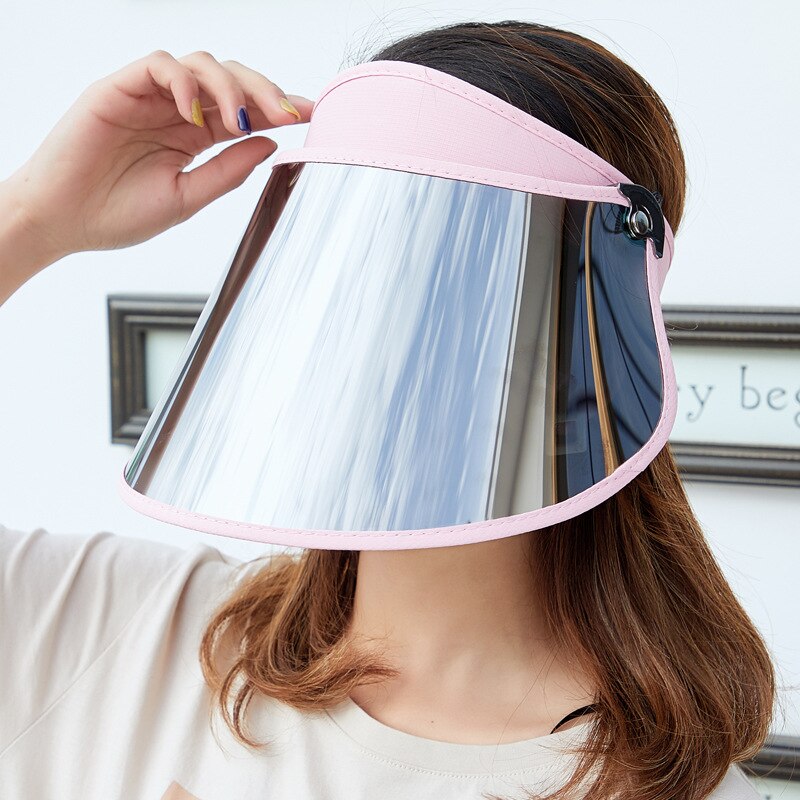 Korean Summer Long Eave Sun Cap Men Women Adult Sun Protection Sunscreen Hat Female Outdoor Riding Empty Top Casual Hats H7340: Pink