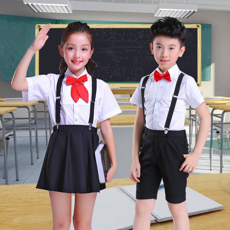 freundlicher der schule Uniform einstellen neue stil jungen und mädchen kurzen ärmeln anzug bühne leistung kostüm zwei/stück einstellen