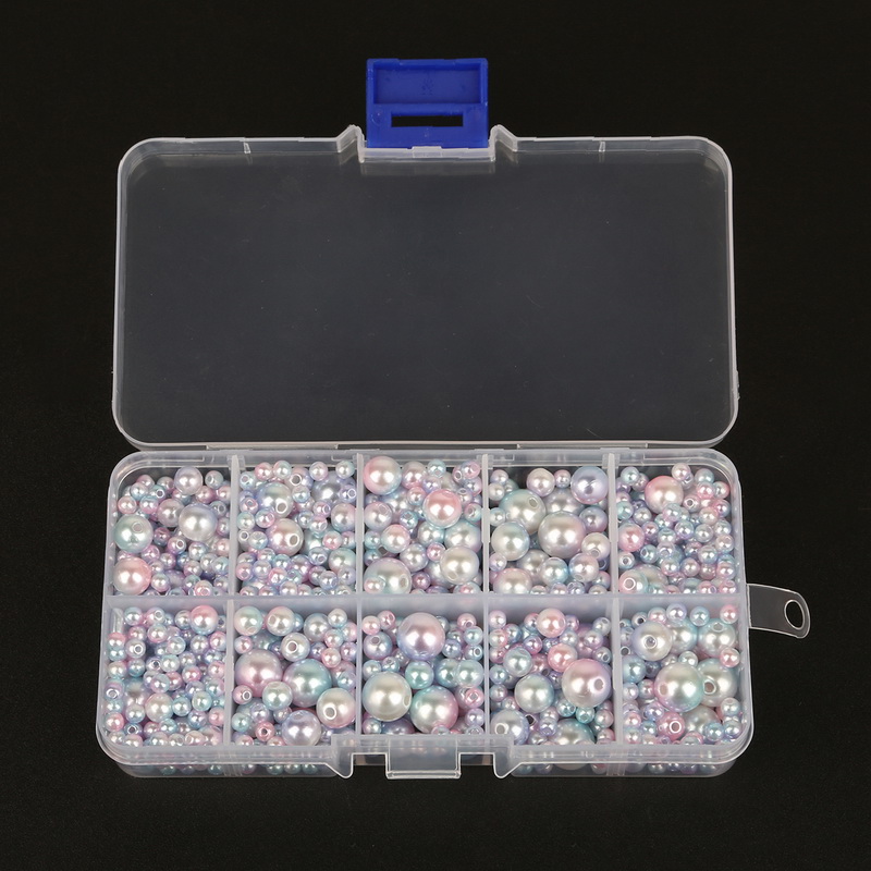 350 stk 4-10mm imiterede abs perle perler regnbue blandet størrelse runde løse perler til gør-det-selv håndværkstøjstilbehør, medfølger ikke æsker