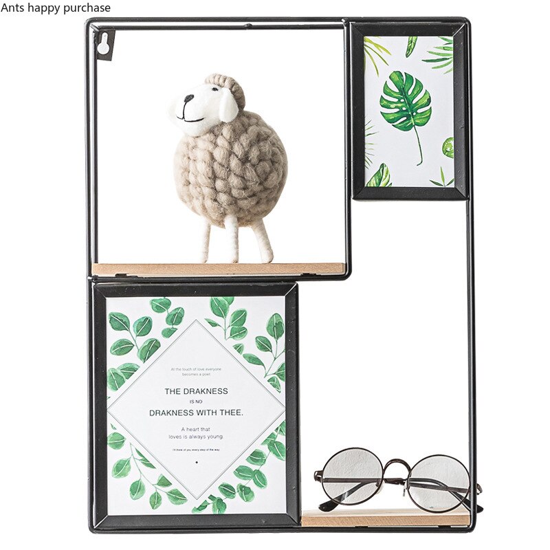 Wooden Storage Racks Hanging Decor Storage Box Photo frame Flower Pot House Storage Rack Wall Book Figurines Display Shelves