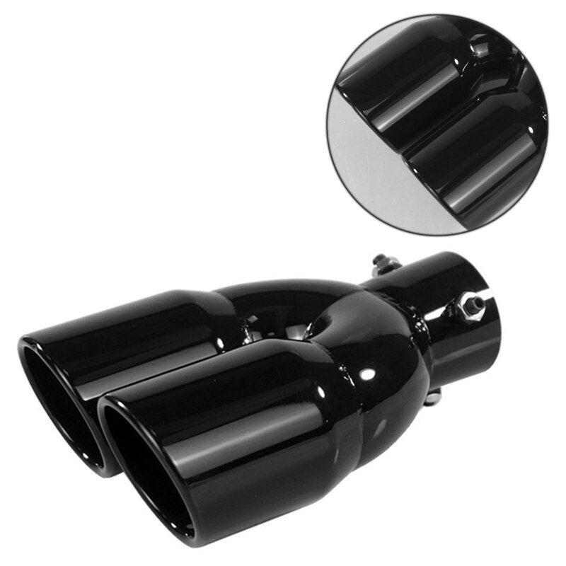 Auto Universele Rvs Staart Keel Auto Uitlaat 73-76Mm Schuine Poort Dubbele Uitlaat Uitlaat Staart Nozzle: Default Title