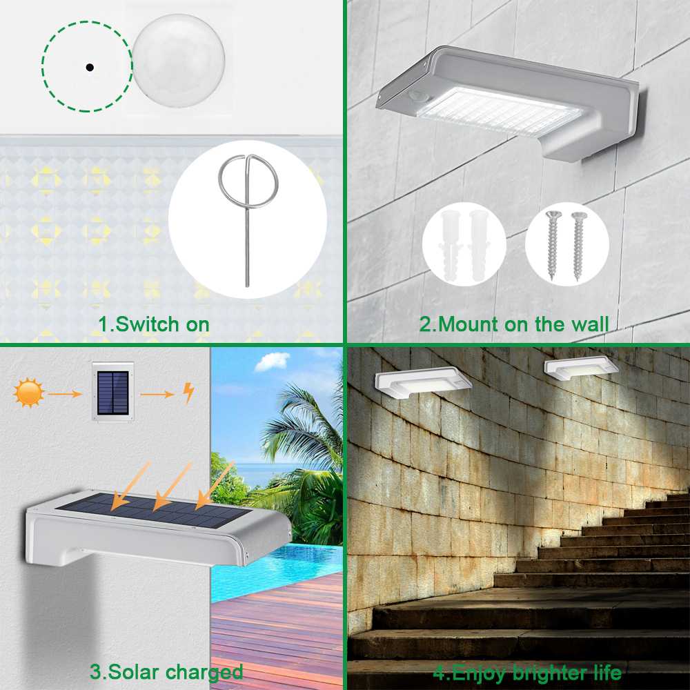 72 LED Solar Power PIR Motion Sensor Wall Light LED Solar Light Bulb Outdoor Garden Lamp ForHome Garden Security Lamp Wall light