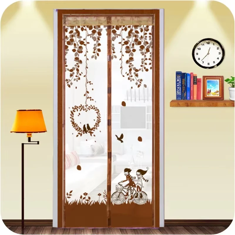 Magnetic Door Screen Curtain Automatic Closing Mosquito Insect Proof Net with Powerful Magnets Home Decor for Summer Ventilation: W90cm*H210cm / Yellow