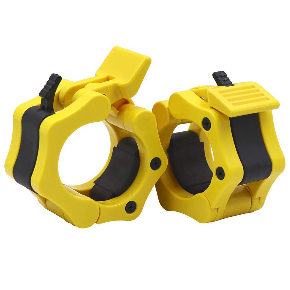 1 par 50mm skivstång fjäderkrage stång fjäderkrage clips hantelklämma spinlocks gym fitness svart: Gul