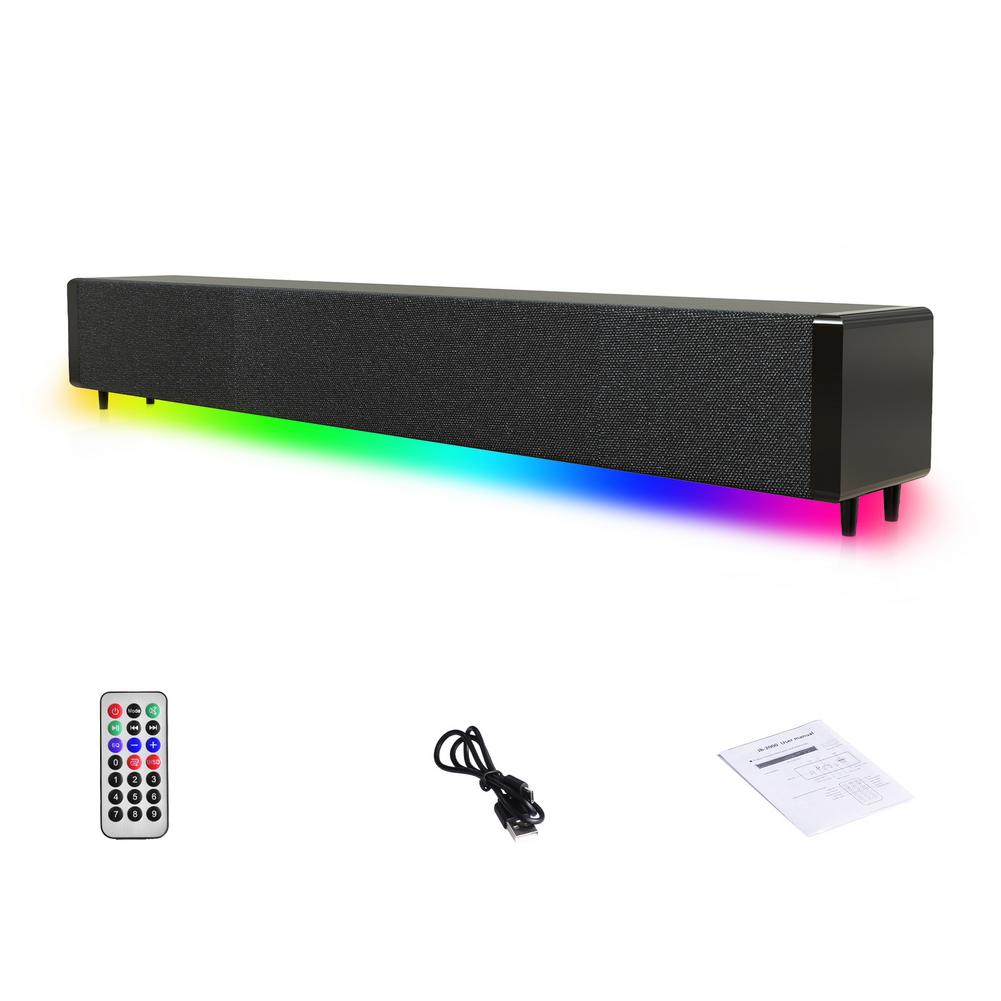 20W TV Sound Bar Wired And Wireless Bluetooth Compatibility Home 3D Surround SoundBar For PC Theater TV Speaker With RGB Remote: Without audio cable