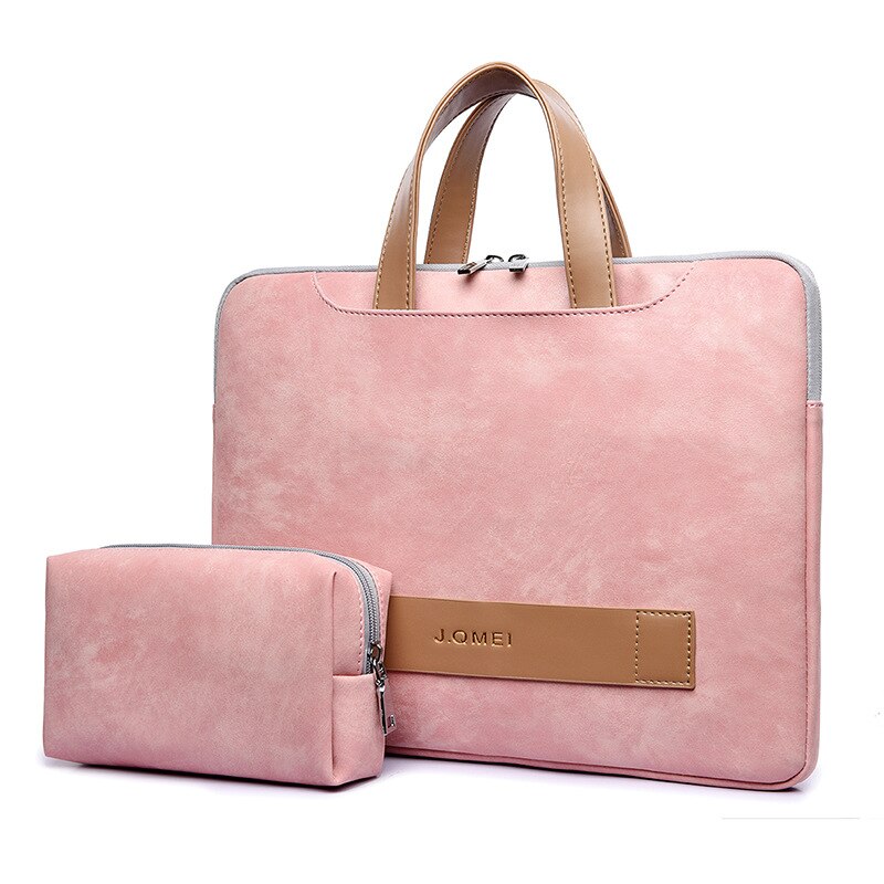 Bolso portátil ligero de cuero suave para portátil para mujer, maletín de 15,6 pulgadas para ordenador portátil, bolso de mano para mujer, bolso para Notebook, negocios: Rosa