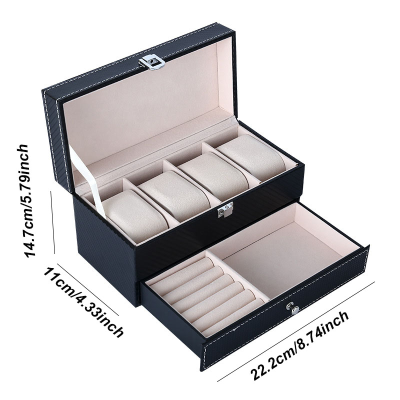 DELESYS Mehrzweck-Aufbewahrungsbox für Zuhause, Organizer für kleine Gegenstände, Aufbewahrungsbox für Uhren, Leder, Geschenkbox, Brillen-Aufbewahrungsbox: Gold