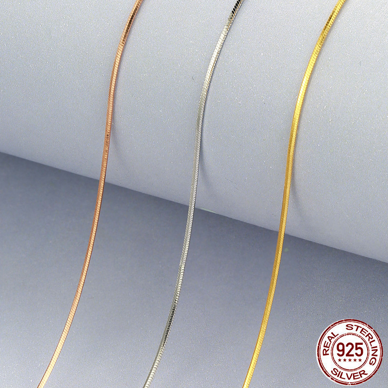 Collana a catena a serpente da 1 mm in argento sterlina 100% 925 per donna, gioielli in argento / oro per uomo 40 cm, 45 cm, 50 cm, 55 cm, 60 cm, 70 cm