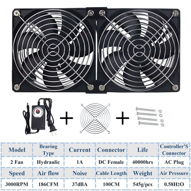 Gdstime 120Mm Dc 12V 220V Fan Mijnbouw Computer Chassis Workstation Radiator 12Cm 120Mm X 25mm High Speed Router Server Koelventilator: 2 Fans Hydralic