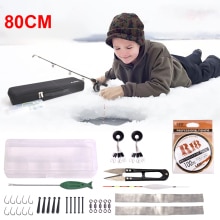 80Cm Ijs Hengel Combo Set Spinning Reel Vissen Aas Kunstaas Tas Draagbare Reizen Karper Bass Pike Boot Staaf volledige Kit