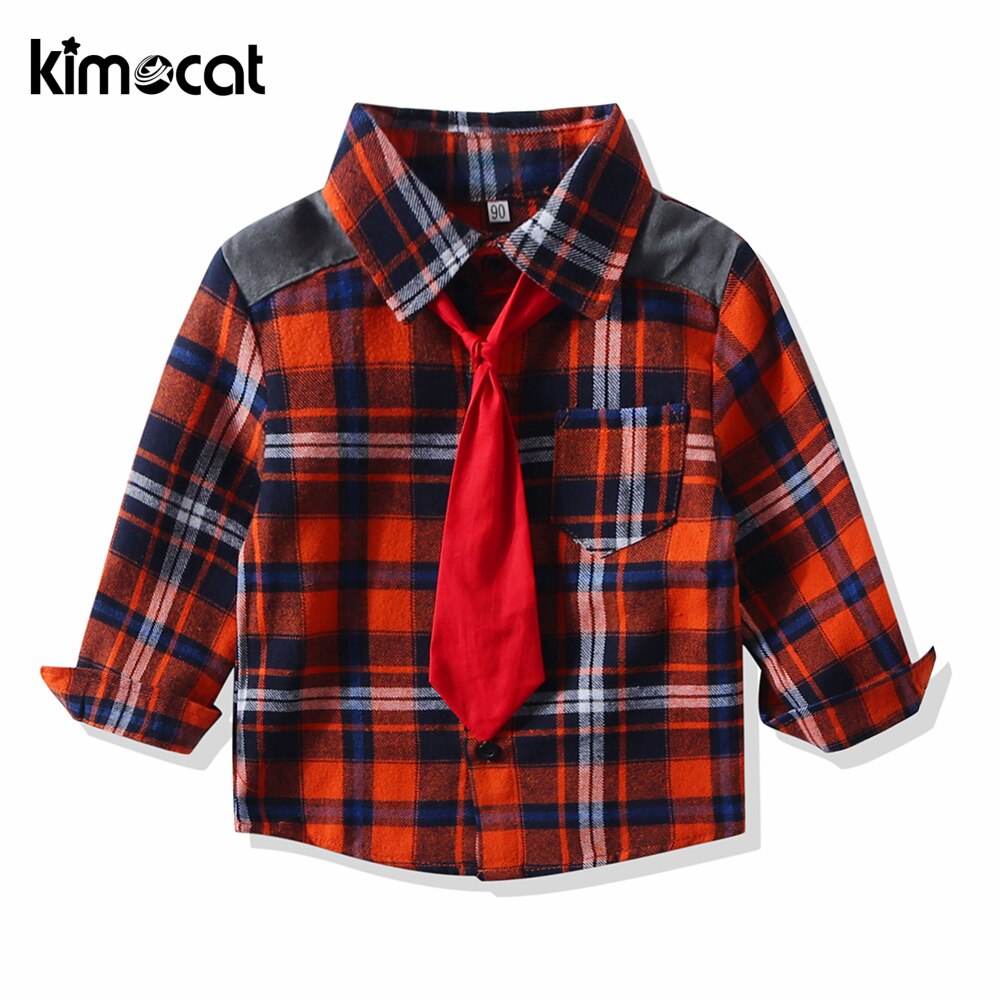 Kimocat Baby Boy Kleding 100% Katoen Lente Herfst Lange Mouw Kind Kids Jongens Plaid Tops Casual Kleding