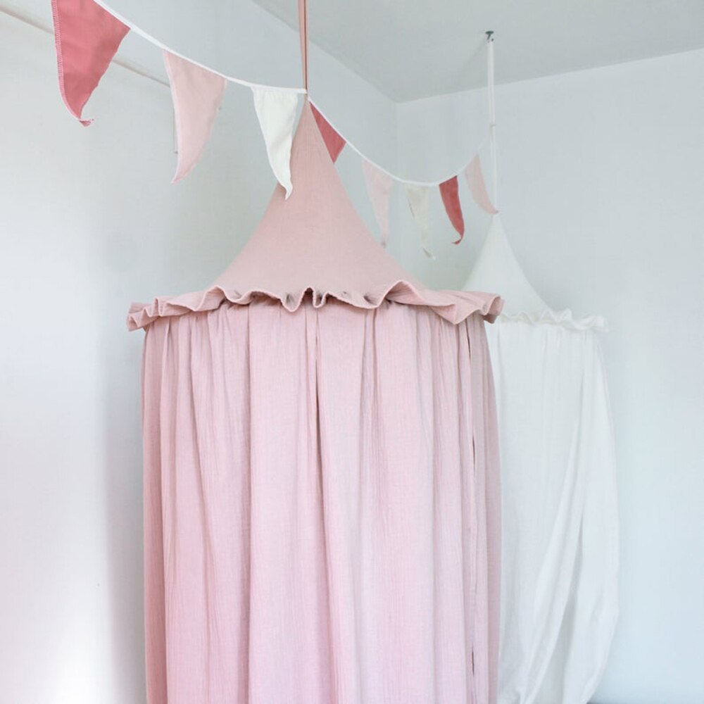 Auvent suspendu en mousseline de coton avec volants, rideau de lit, décoration de chambre d&#39;enfants, pour crèche