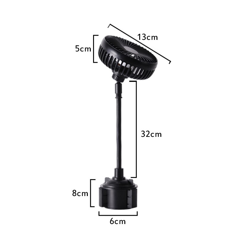 Ventilador de cuello de cisne ajustable para coche, portavasos Universal portátil de 12V y 24V con 3 velocidades y Control USB, accesorios de verano para coche