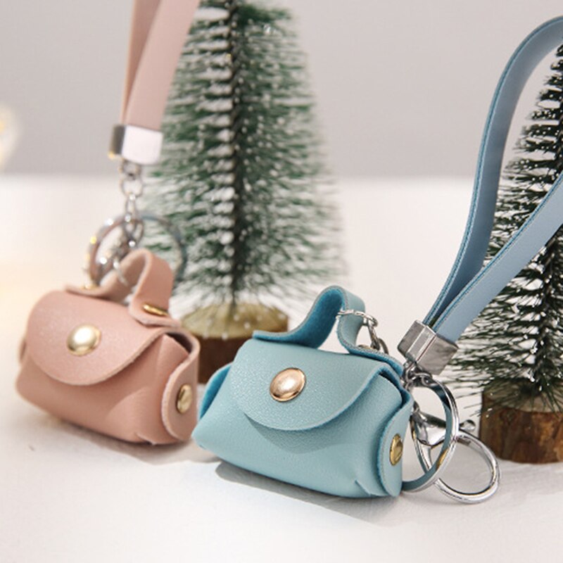 Cute Women Leather Handbag Charming Purse Key Ring Pendant Jewelry 5 Colors Bags Accessories