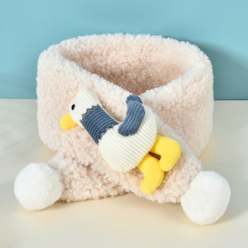 Unisexe printemps hiver enfants mignon fausse fourrure fruits lapin en plein air garder au cou écharpe bébé garçons filles doux foulards pour les enfants: Khaki duck