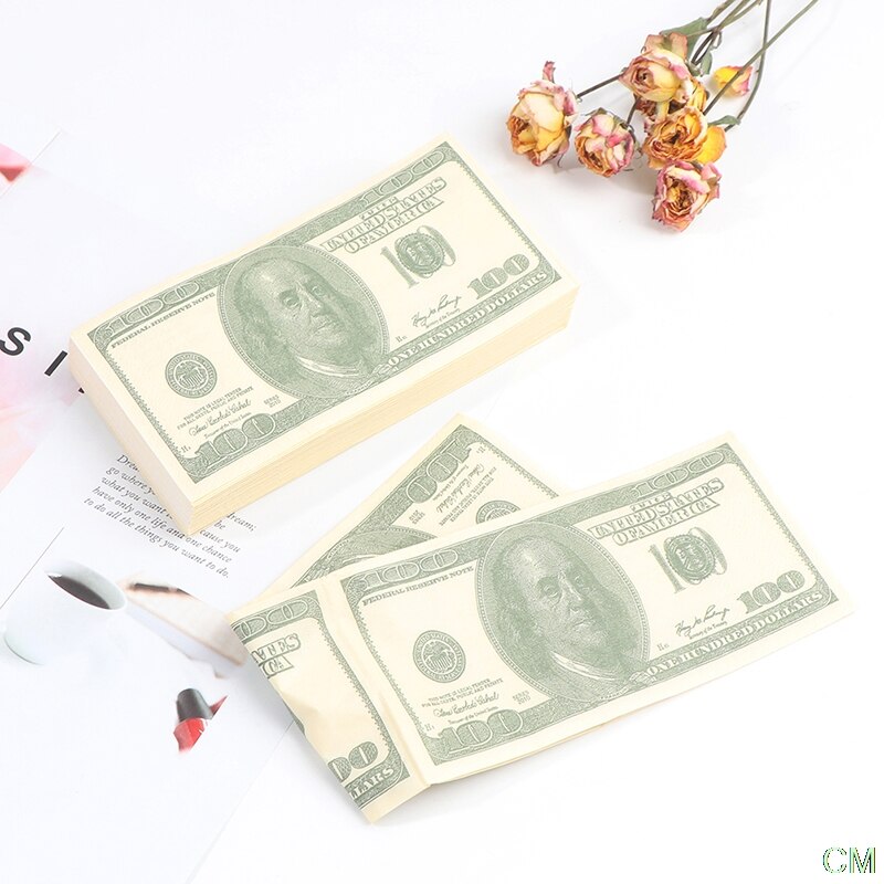20Pcs Grappige 100Usd Gedrukt Papier Servetten Dikke Wc Bad Tissue Papier