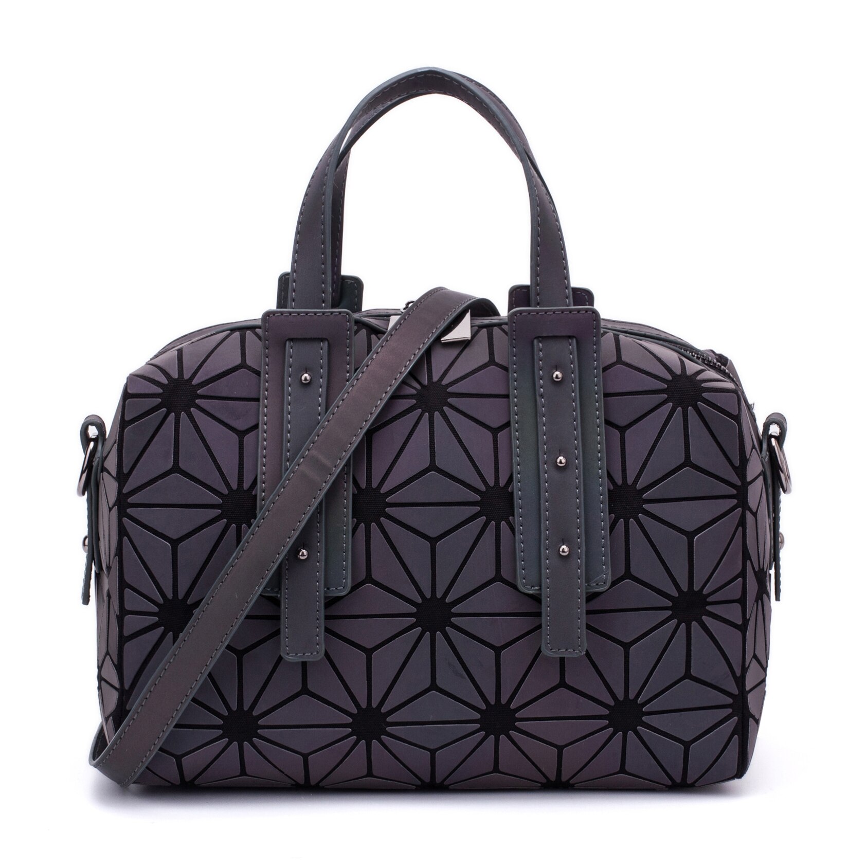 Diomo luminous geometric damhandväskor kudde axelväska boston handväska crossbody-väska för kvinnor o: Lysande blomma 1