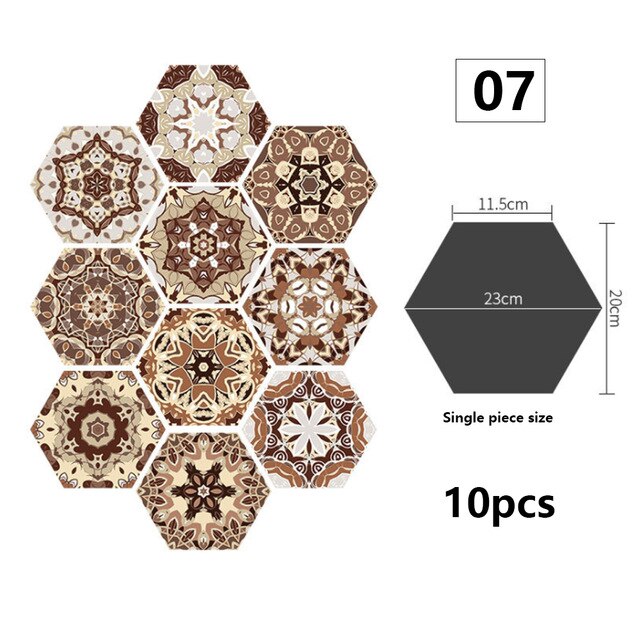 10 uds, calcomanía Hexagonal antideslizante para suelo, pegatinas impermeables para suelo de baño, azulejos autoadhesivos, decoración para sala de estar, papel tapiz: Rosa