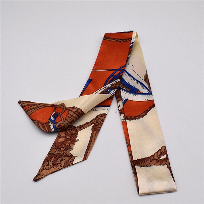 Petit foulard en soie pour femme imprimé poignée sac rubans foulard de tête petits foulards longs et fins: 4
