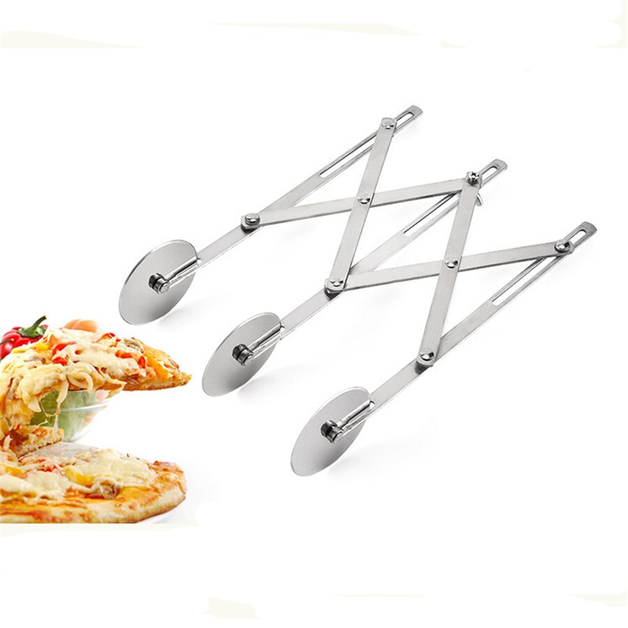 2Pcs Adjustable Dough Divider Stainless Steel Pastry Cutter Pizza Slicer Flexible Roller Baking Peeler 3/5/7 Wheels X2