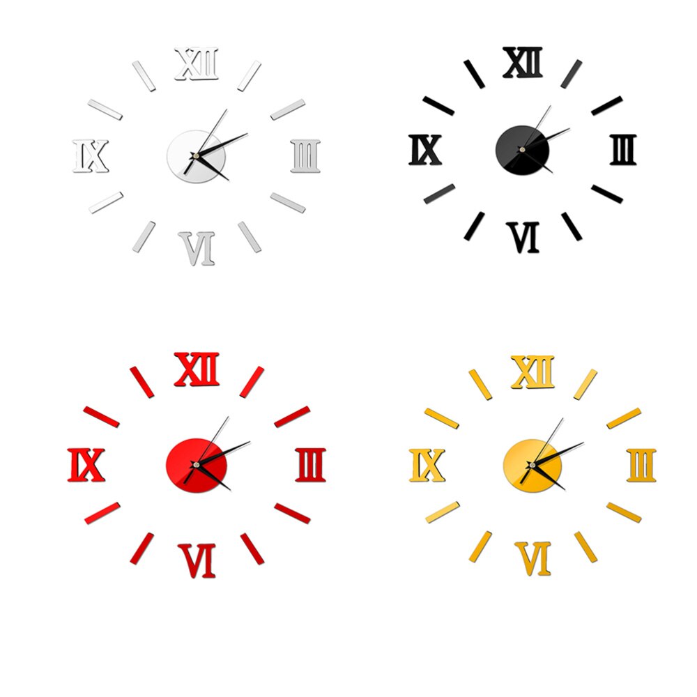 3D Diy Wandklok Moderne Frameloze Grote Spiegel Oppervlak Effect Wandklok Voor Thuis Woonkamer Slaapkamer Decoratie (Rood)