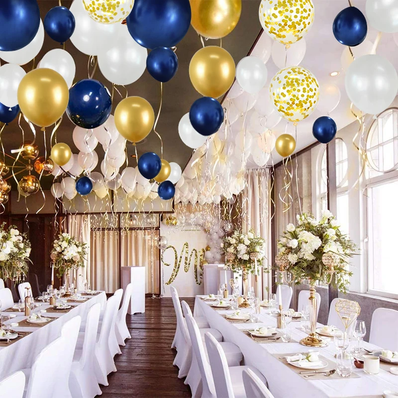 Juego de globos azul marino para decoración de bodas y fiestas de cumpleaños