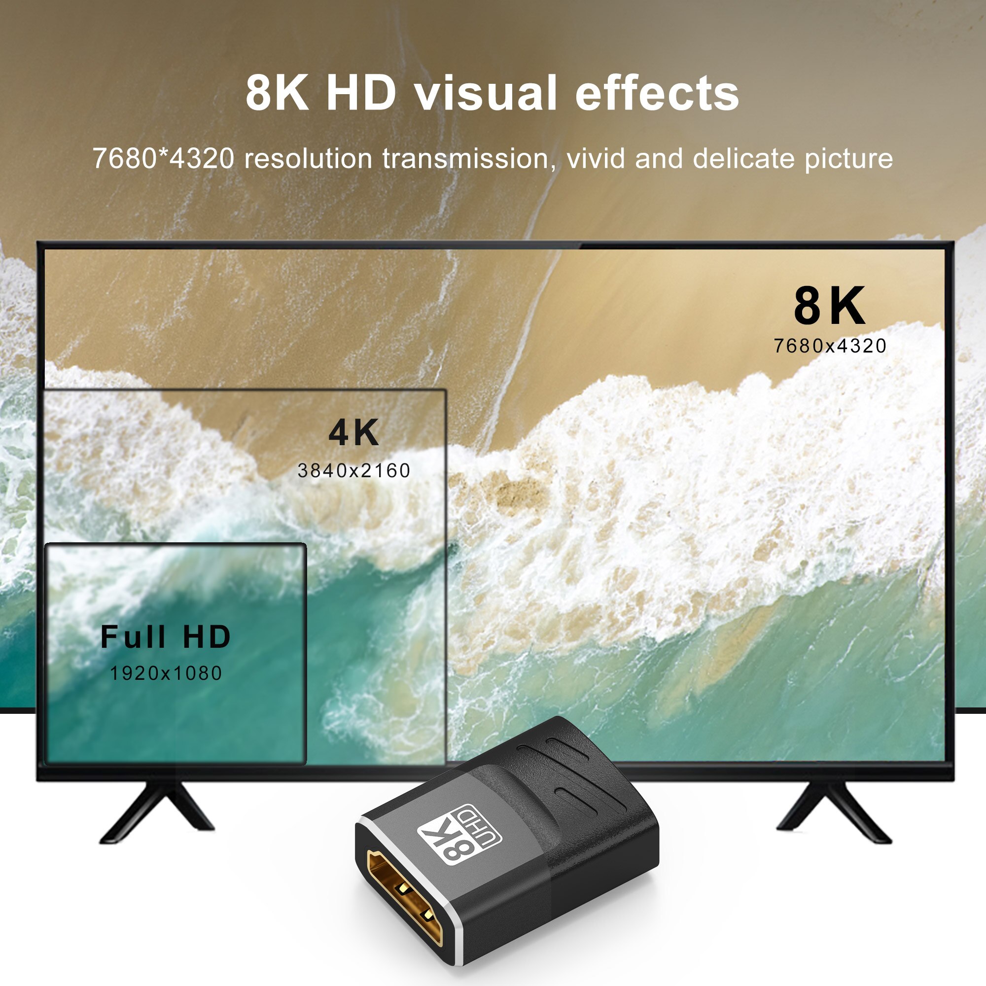 HDMI Extender 8K@60Hz 4K@120Hz HDMI 2.1 Connector Cable Extension Adapter Coupler for PS4/3 TV Switch HDMI Extender