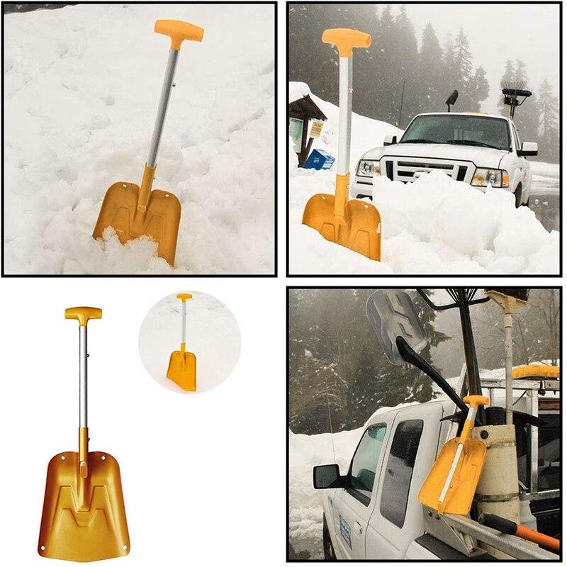 Pala de nieve Plegable ligera, pala de emergencia de aluminio ajustable portátil, pala de invierno telescópica plegable para coche, C: Default Title