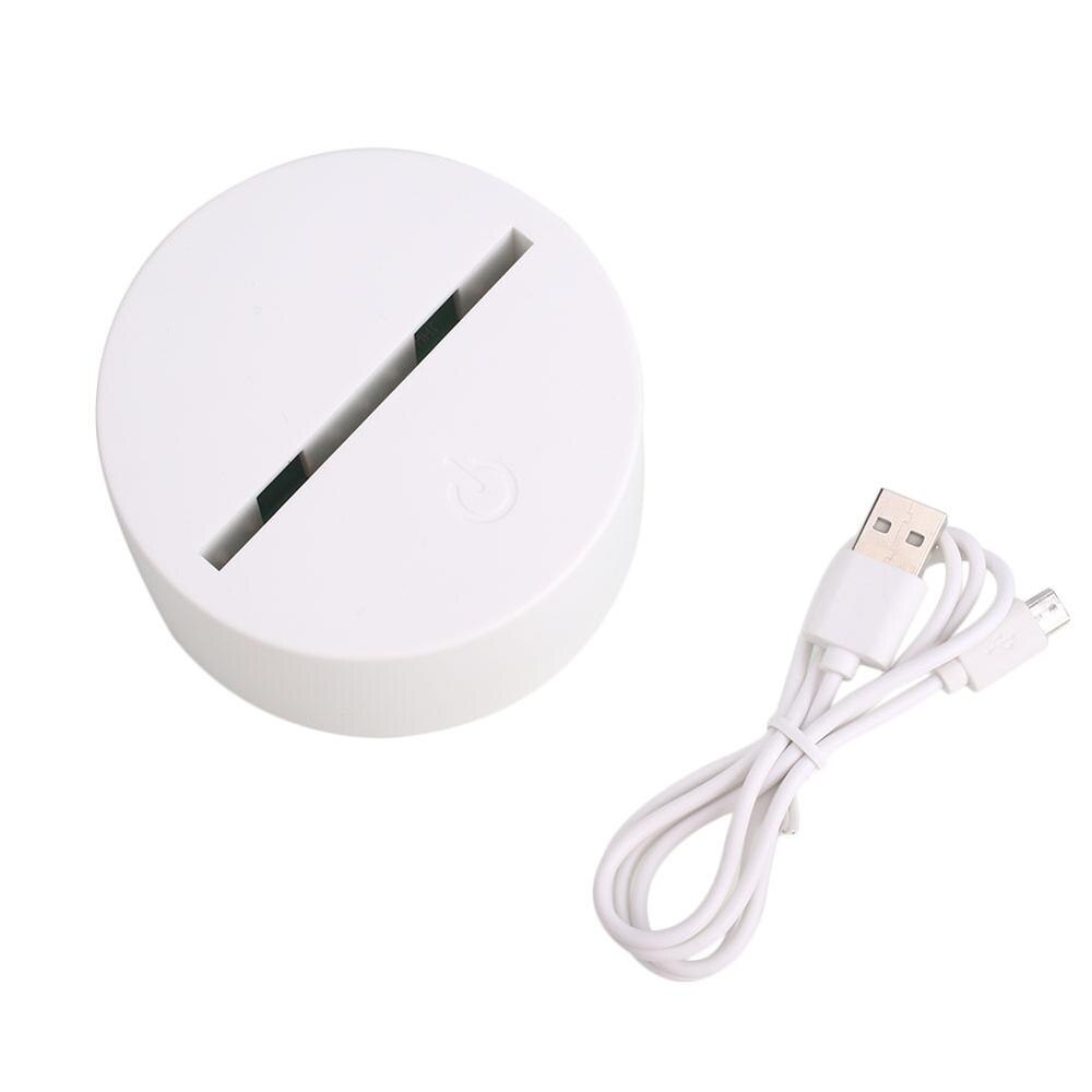 Akryl lampesokler usb kabel berøringsbryter moderne 3d ledet nattlampe sokkel 7 fargejuster lysende tilbehør: Hvit med usb
