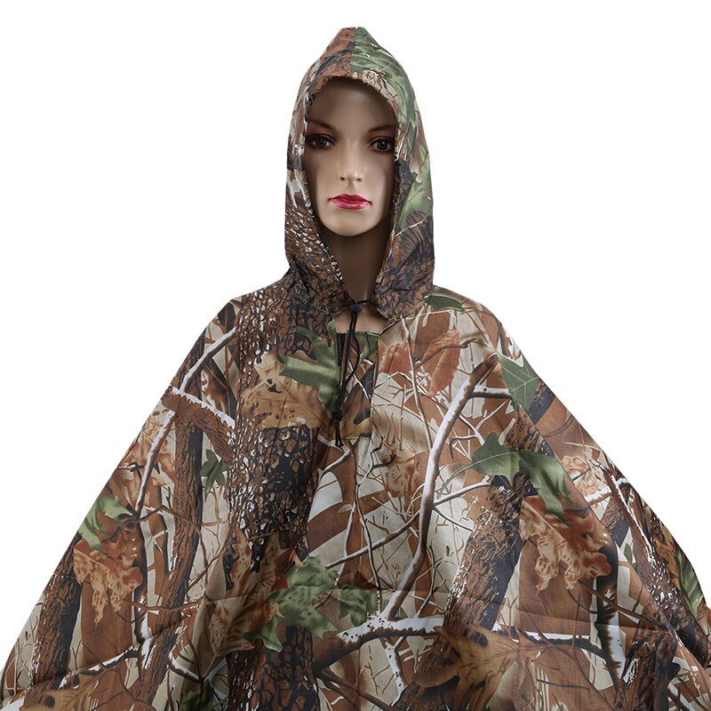 3 in 1 multifunktions voksen regnfrakke mandlig kvindelig udendørs rygsæk regntæppe til camping vandring regntøj vandtæt poncho: Camouflage