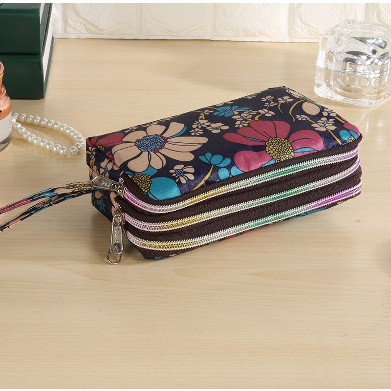 Stijl Hand Prachtige Drie Zip Portemonnee Oxford Doek Draagtas Vrouwen Portemonnee