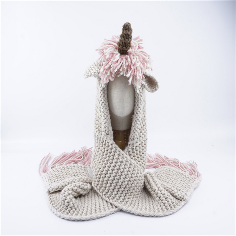 Baby Kint Unihorn Dier Cartoon Hoed voor Meisjes Warm Tassel Hand Made Kleding Winter kinderen Cap kinderen Hoed 2-8 jaar