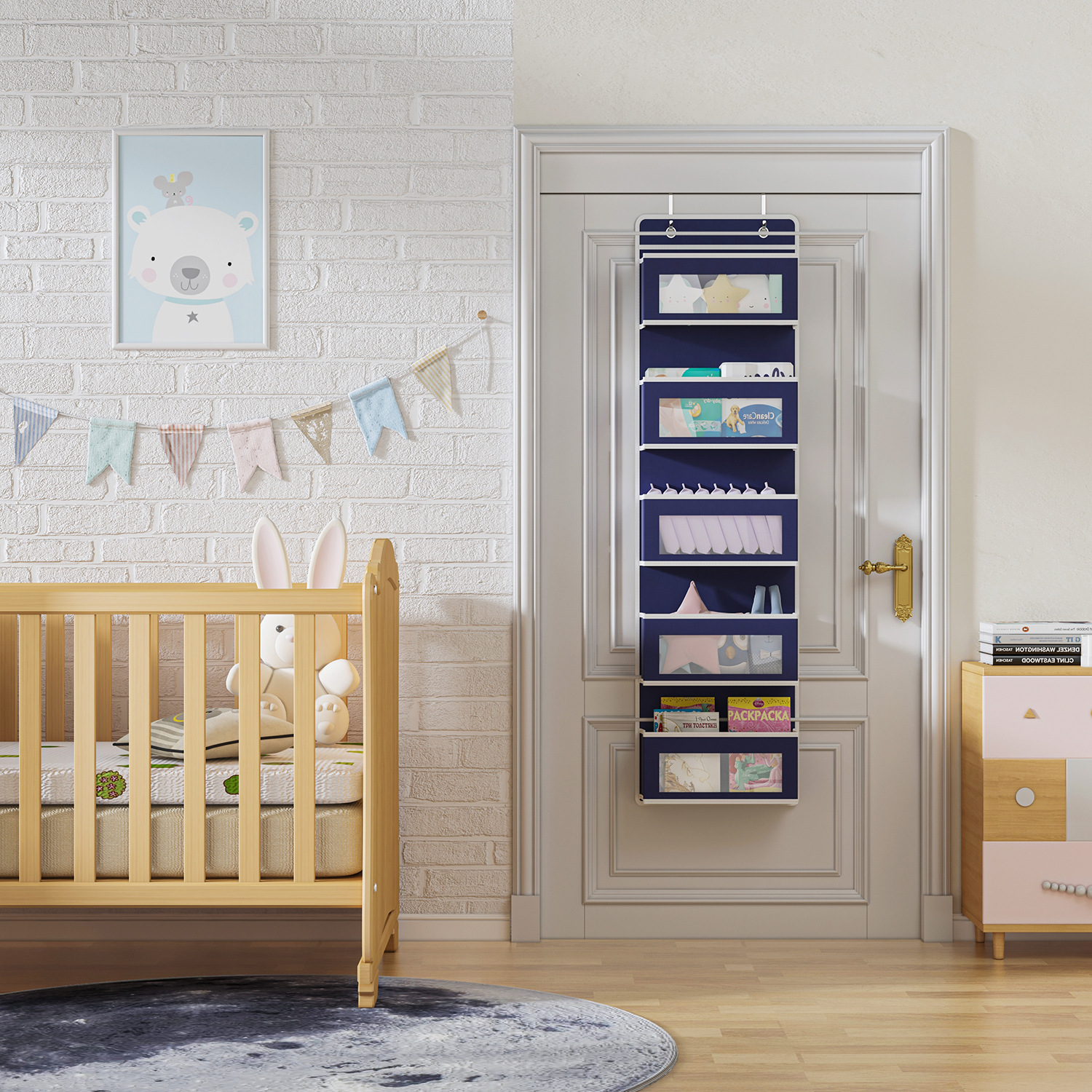 Organizador colgante sobre la puerta, 1/3/4/5 bolsillos grandes sobre la puerta, montaje en pared, ganchos de almacenamiento, ropa para baño y dormitorio