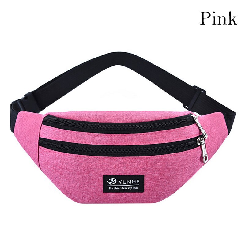 Nova moda oxford pano bolsa de cintura masculina e feminina universal fanny pacote esportes viagem ao ar livre cor sólida saco peito heuptas: Rosa