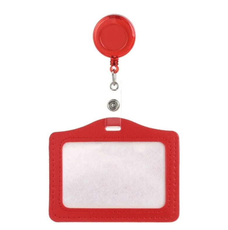 1 Set PU ID Staff Employee's Card Holder with Retractable Badge Reel Students Old People Bus Card Sleeve Pass Access Card Cover: Yellow