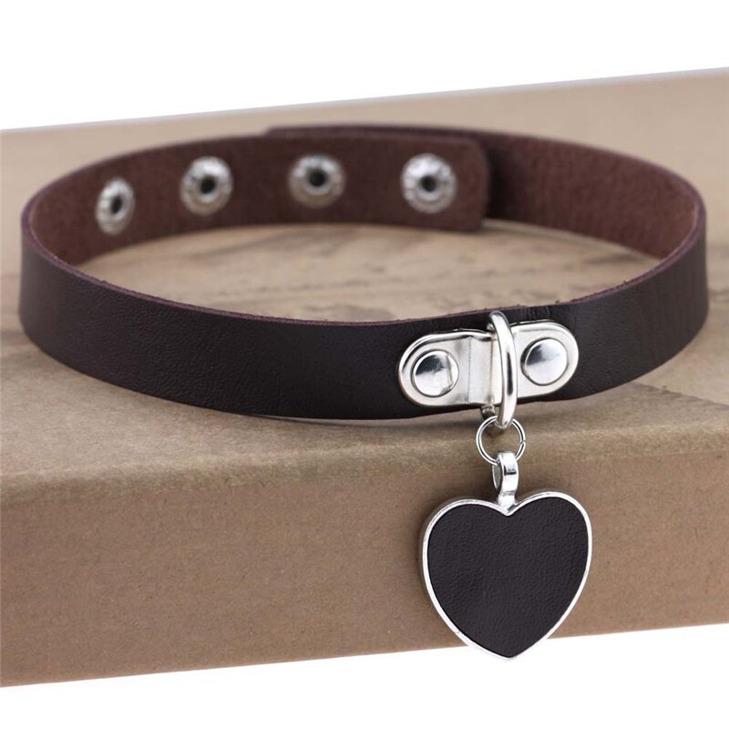 Heart Pendant PU Leather Choker Necklace Girls Punk Statement Jewelry Wedding Party Jewelry Accessories: 8