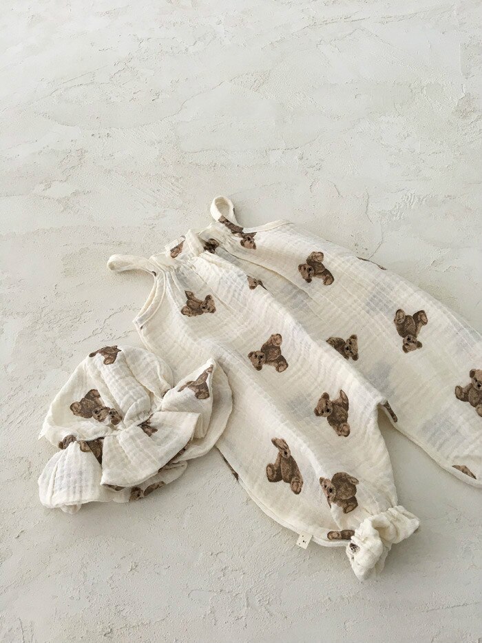 Novo macacão de urso para bebês, verão, 2021, macacão de algodão para crianças pequenas, calças com alça, estampa fofa de urso, calças de bebê menina